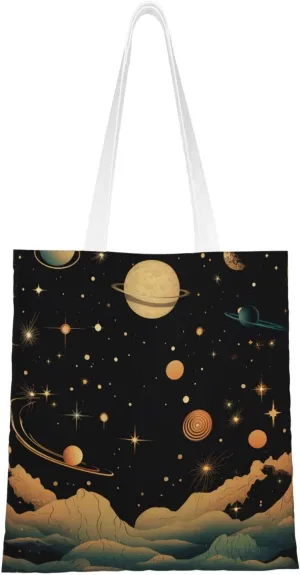 Canvas Tote Bag for Women Shoulder Tote Purse Reusable Grocery Bag Night sky above clouds Aesthetic Shopping Bags