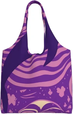 Canvas Tote Bag for Women Shoulder Tote Purse Reusable Grocery Bag Purple dolphin silhouette Aesthetic Shopping Bags