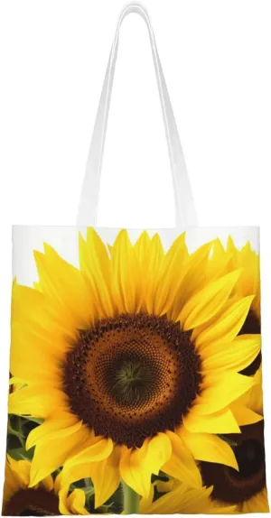 Canvas Tote Bag for Women Shoulder Tote Purse Reusable Grocery Bag Sunflower Aesthetic Shopping Bags
