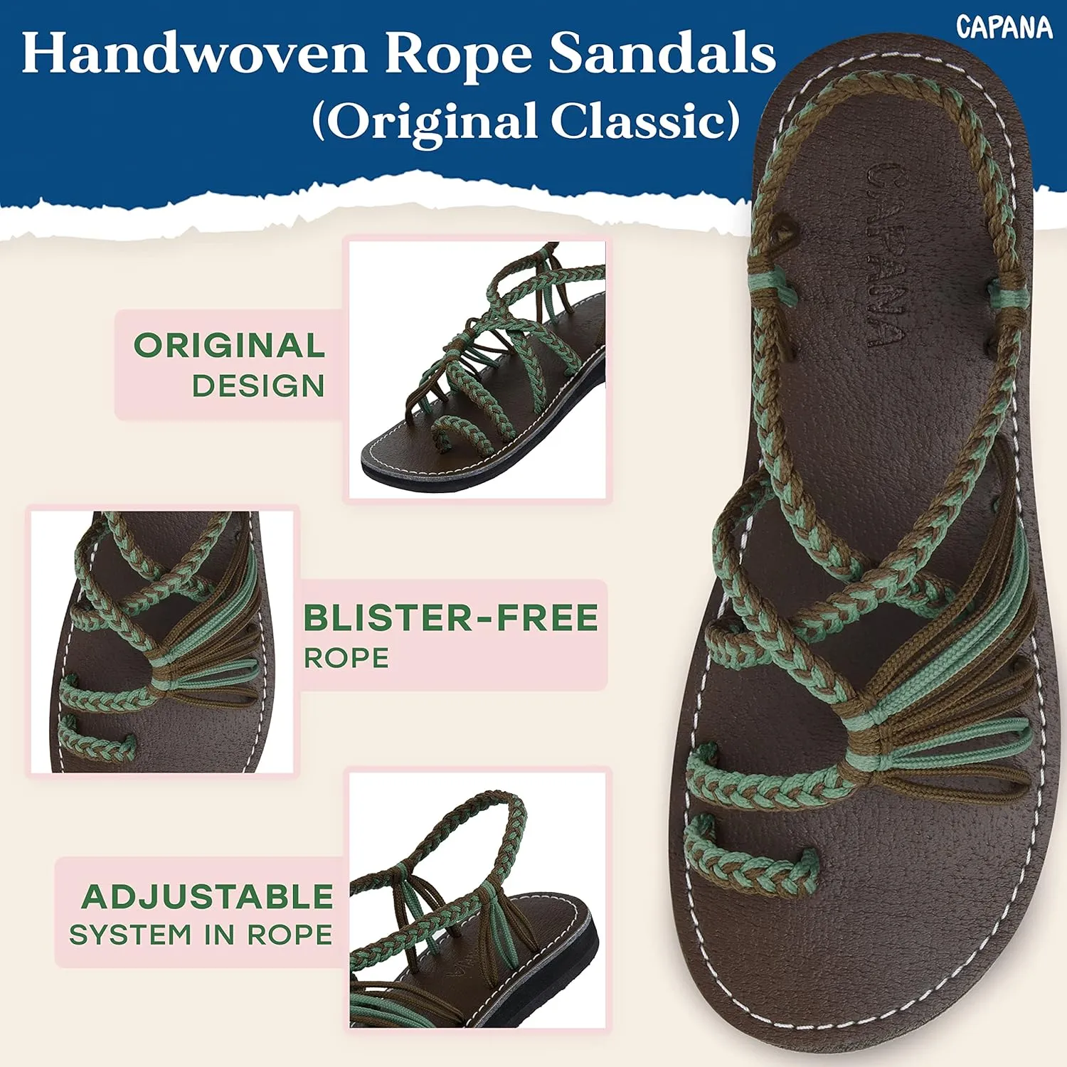 Capana Woven Women's Flat Sandals - Strappy Braided Sandals, Beach Sandals for Women Dressy Summer, Rope Bohemian Sandals, Spring Casual Womens Shoes, Comfy Boho Flats for Teen Girls  Commune