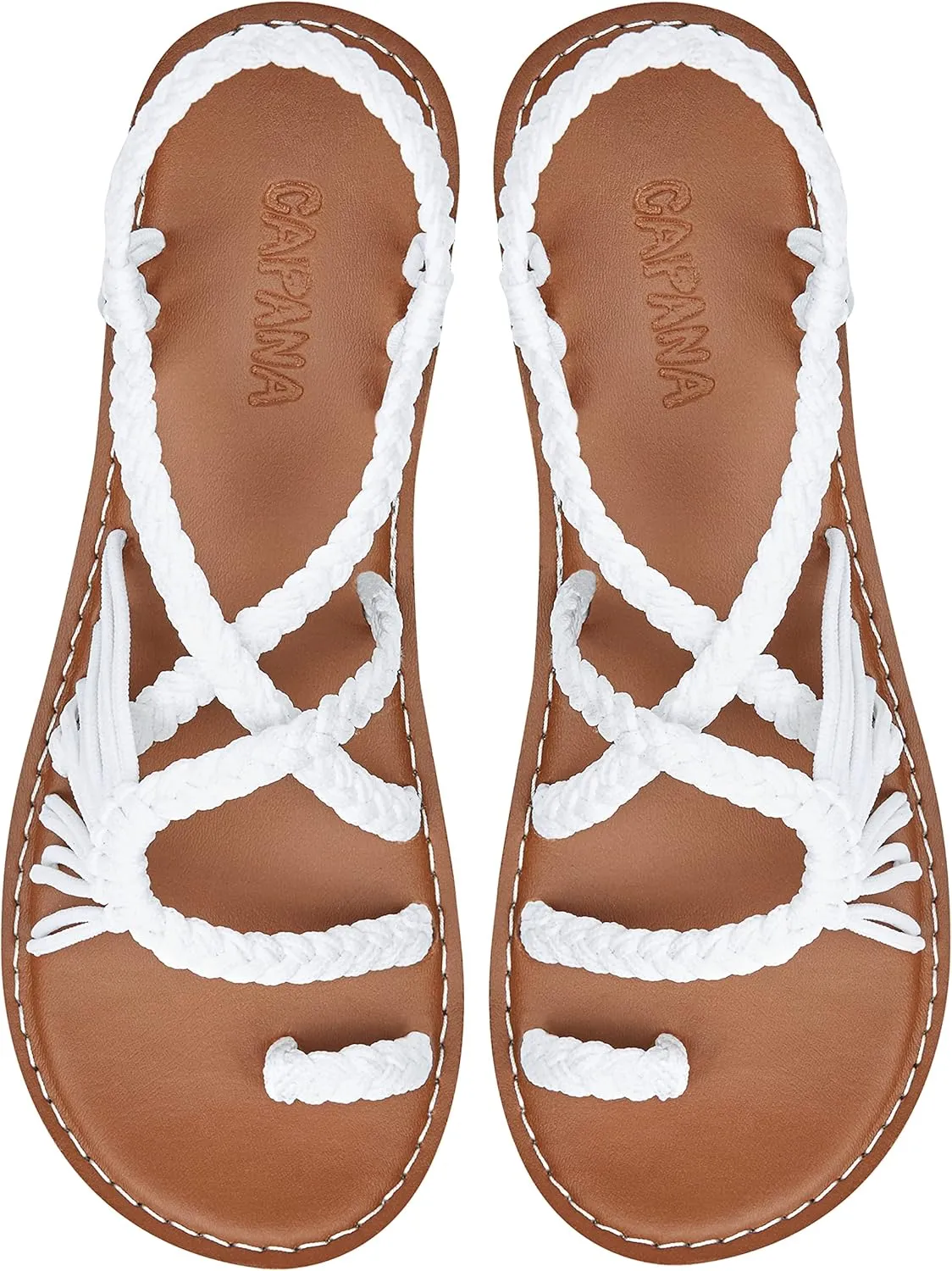 Capana Woven Women's Flat Sandals - Strappy Braided Sandals, Beach Sandals for Women Dressy Summer, Rope Bohemian Sandals, Spring Casual Womens Shoes, Comfy Boho Flats for Teen Girls  Commune