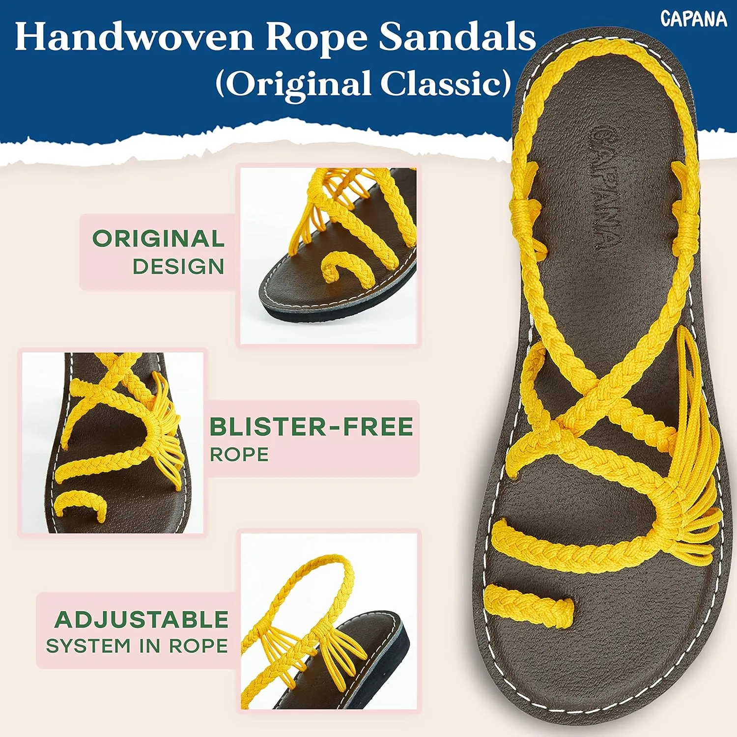 Capana Woven Women's Flat Sandals - Strappy Braided Sandals, Beach Sandals for Women Dressy Summer, Rope Bohemian Sandals, Spring Casual Womens Shoes, Comfy Boho Flats for Teen Girls  Commune