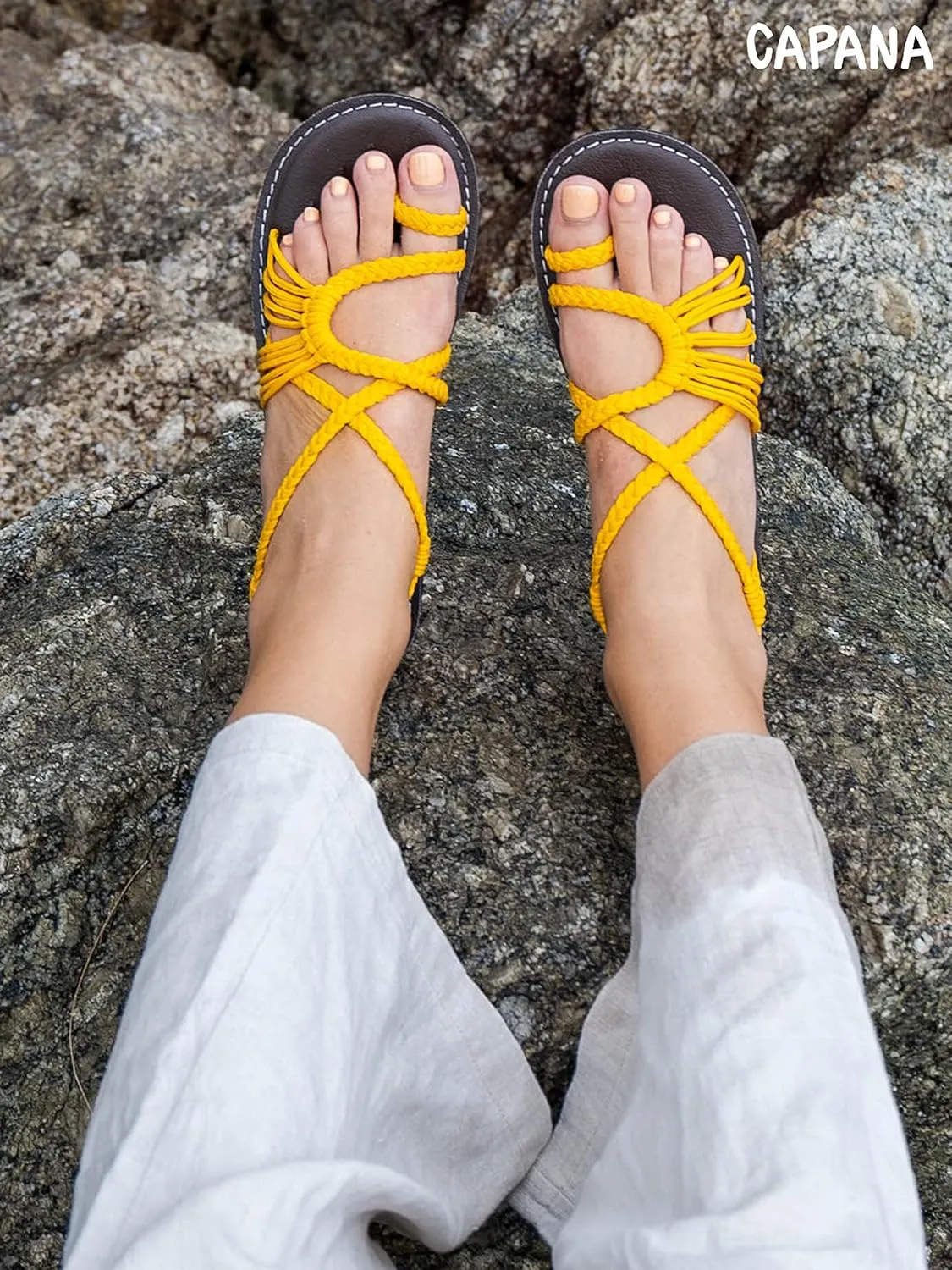 Capana Woven Women's Flat Sandals - Strappy Braided Sandals, Beach Sandals for Women Dressy Summer, Rope Bohemian Sandals, Spring Casual Womens Shoes, Comfy Boho Flats for Teen Girls  Commune