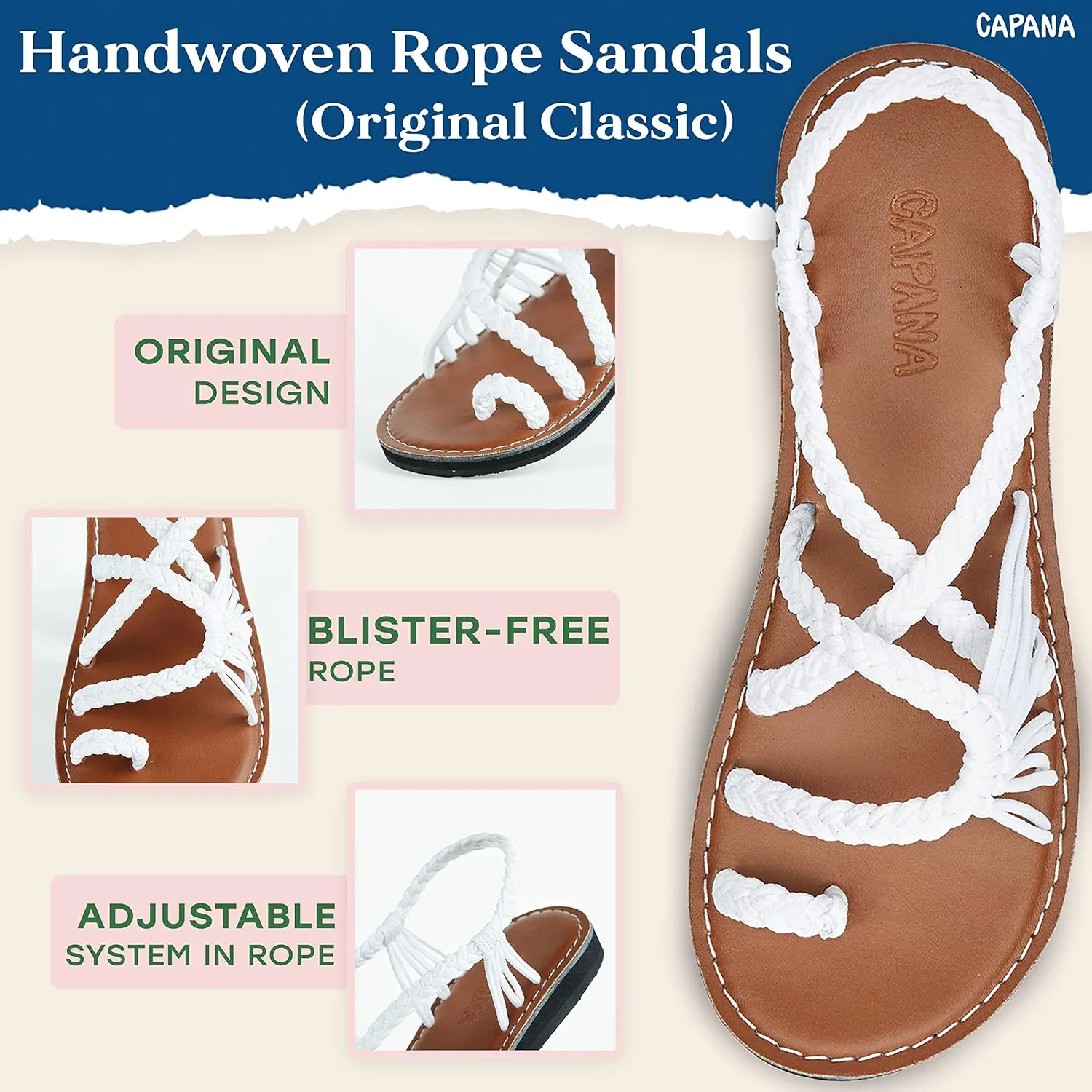 Capana Woven Women's Flat Sandals - Strappy Braided Sandals, Beach Sandals for Women Dressy Summer, Rope Bohemian Sandals, Spring Casual Womens Shoes, Comfy Boho Flats for Teen Girls  Commune
