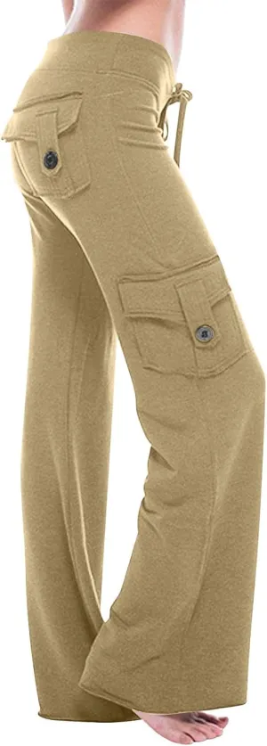 Cargo Pants Women Wide Leg Yoga Pants Multiple Pockets Cargo Pants Workout Athletic Pants Baggy Y2k Pants Plus Size