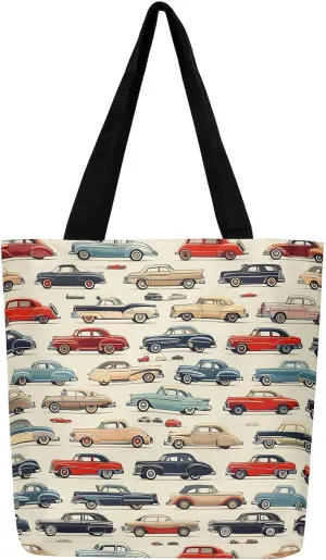 Cartoon Excavator Canvas Tote Bag,Construction Vehicle Shoulder Handbags for Shopping,Engineering Car Travel Bag