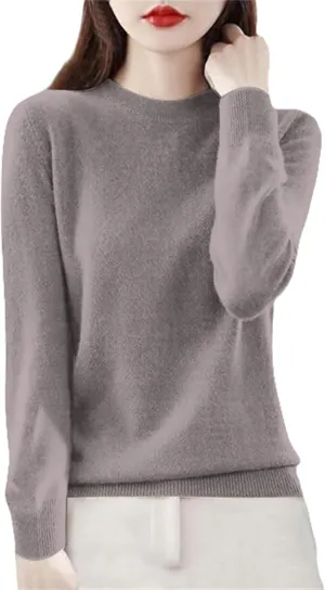 Cashmere Sweaters for Women Long Sleeve Crewneck Pullover Comfort Sweater Ladies Sweaters for Women Trendy 2025
