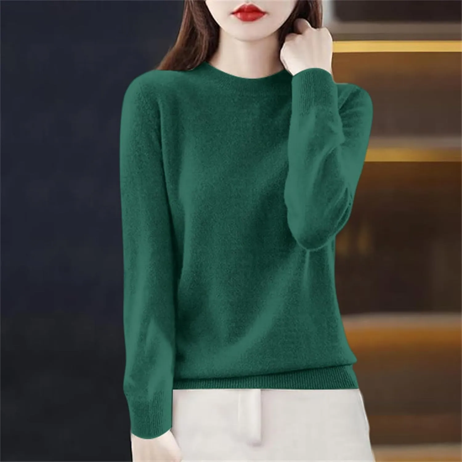 Cashmere Sweaters for Women Long Sleeve Crewneck Pullover Comfort Sweater Ladies Sweaters for Women Trendy 2025