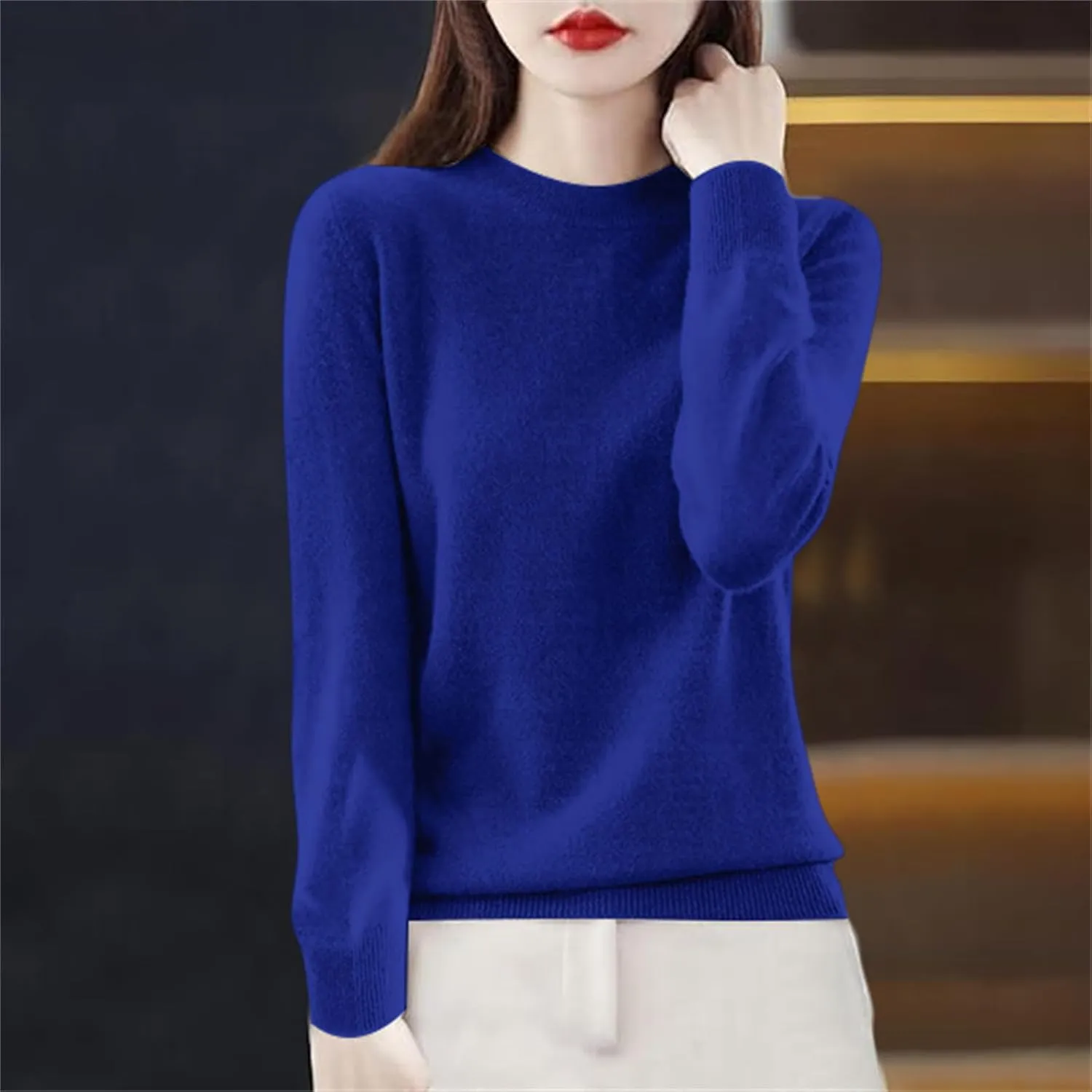 Cashmere Sweaters for Women Long Sleeve Crewneck Pullover Comfort Sweater Ladies Sweaters for Women Trendy 2025