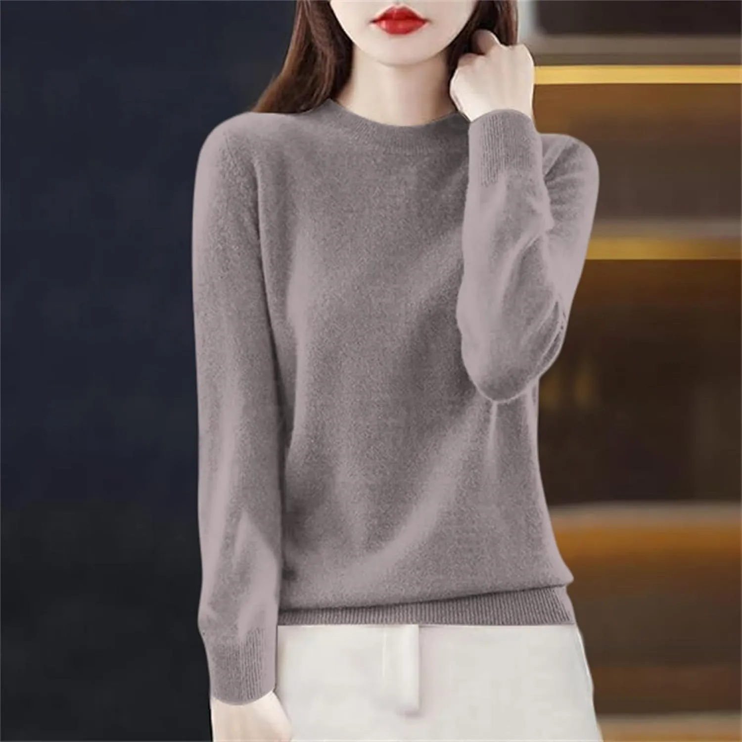 Cashmere Sweaters for Women Long Sleeve Crewneck Pullover Comfort Sweater Ladies Sweaters for Women Trendy 2025