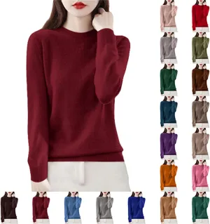 Cashmere Sweaters for Women Long Sleeve Crewneck Pullover Comfort Sweater Ladies Sweaters for Women Trendy 2025