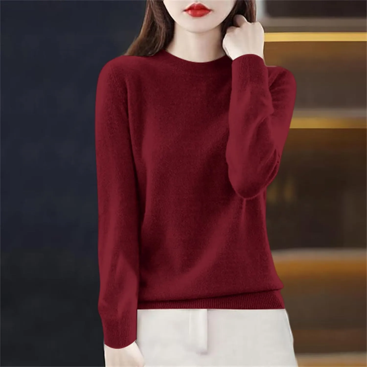 Cashmere Sweaters for Women Long Sleeve Crewneck Pullover Comfort Sweater Ladies Sweaters for Women Trendy 2025