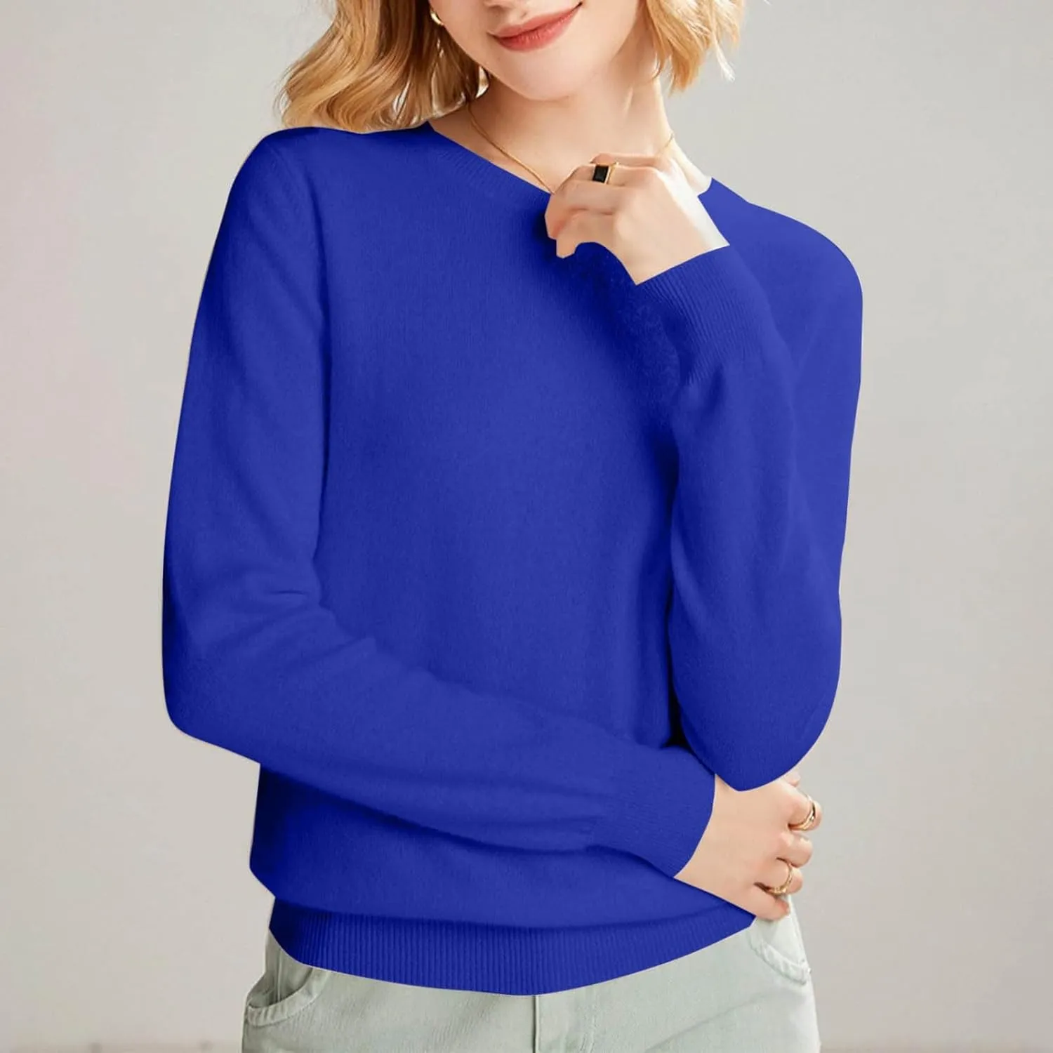 Cashmere Sweaters for Women Long Sleeve Crewneck Pullover Comfort Sweater Ladies Sweaters for Women Trendy 2025