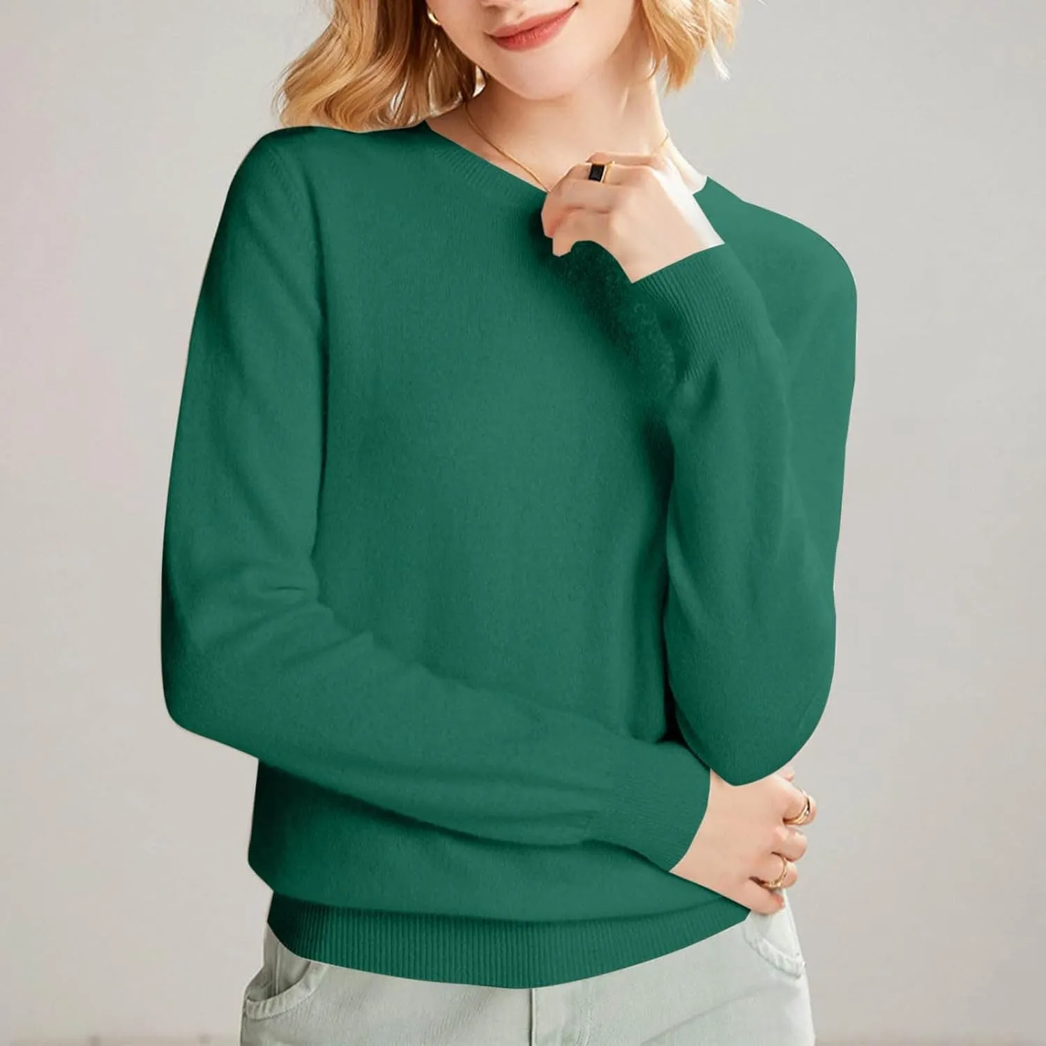 Cashmere Sweaters for Women Long Sleeve Crewneck Pullover Comfort Sweater Ladies Sweaters for Women Trendy 2025