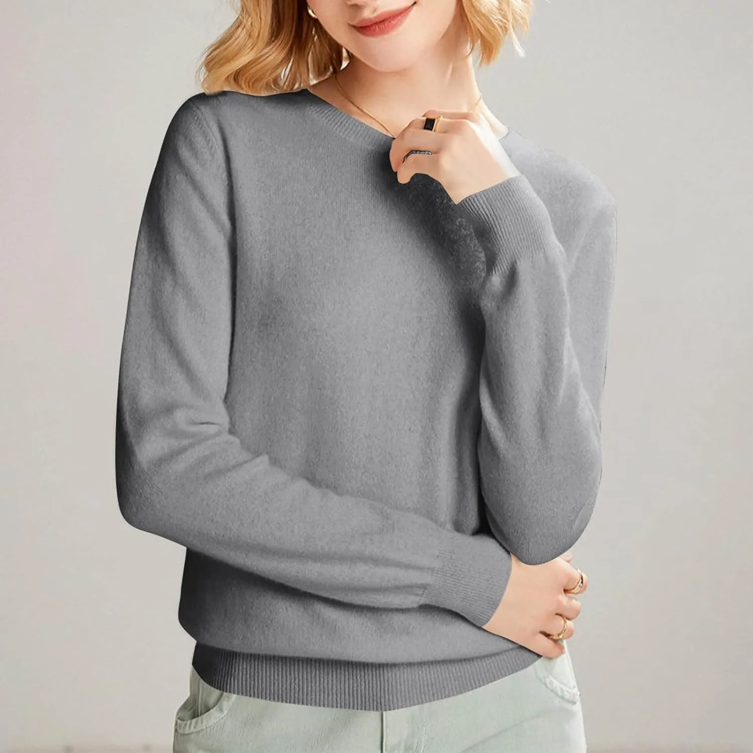 Cashmere Sweaters for Women Long Sleeve Crewneck Pullover Comfort Sweater Ladies Sweaters for Women Trendy 2025