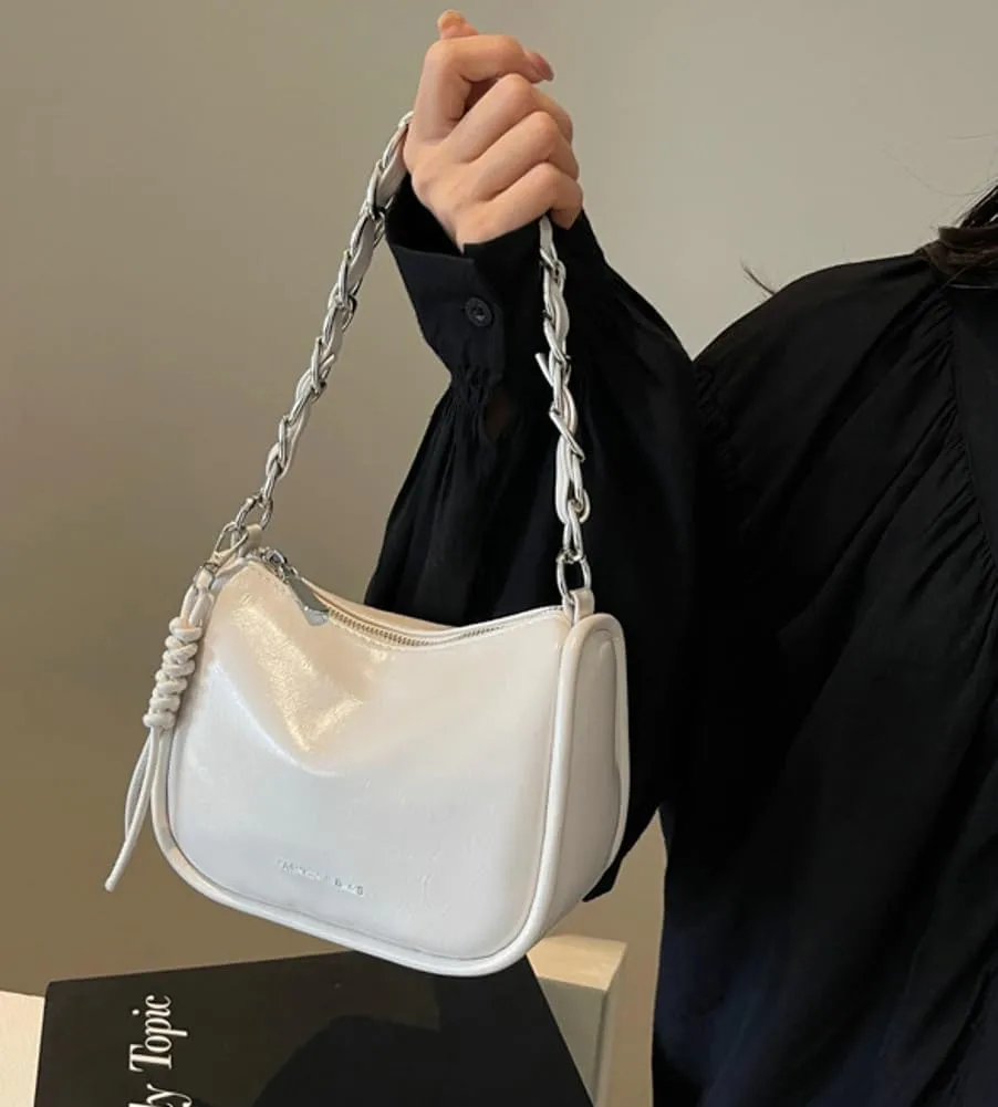 Casual Shoulder Purses For Women Crossbody Handbag with Chain Satchels Commuting Designer PU Leather Underarm College Bag