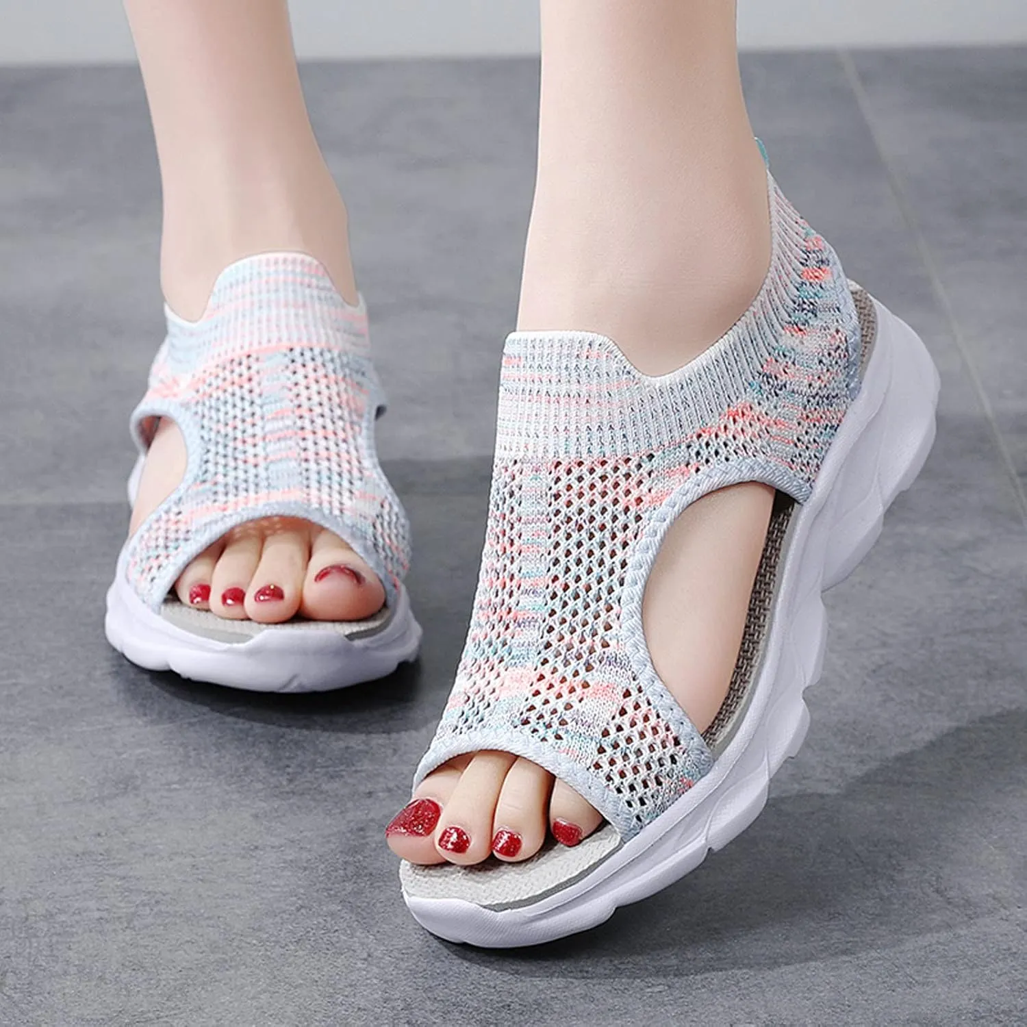 Cathalem Orthopedic Sandals for Women Espadrille Platform Sandals Women Fashion Casual Ankle Strap Wedge Heels