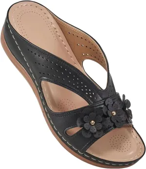Cathalem Orthopedic Sandals for Women Slip On Dressy Summer Comfortable Slides Sandals Lightweight Memory Foam Platform Shoes