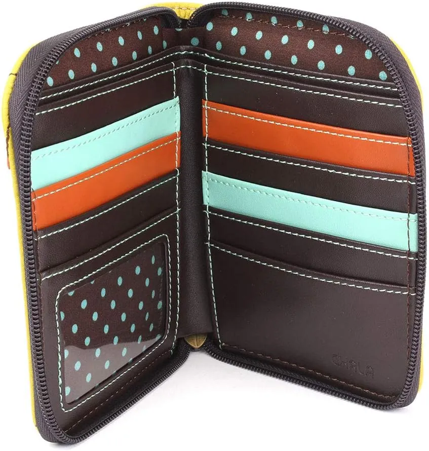 CHALA Handbags- Zip Around Wallet, Wristlet, 8 Credit Card Slots Sturdy Coin Purse for women (Liama)