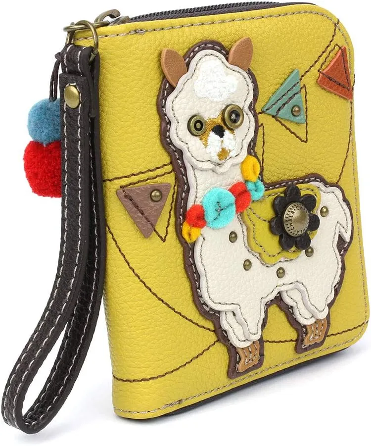 CHALA Handbags- Zip Around Wallet, Wristlet, 8 Credit Card Slots Sturdy Coin Purse for women (Liama)