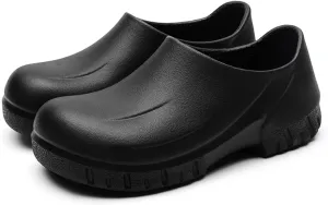 Chef Shoes Men, Non Slip Oil Water Resistant Safety Comfortable Work Shoes for Men Women Nursing Kitchen Garden Restaurant Food Service Black Clogs