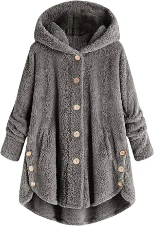 ChicCrate Womens Fleece Jackets Winter Coats 2025 Sherpa Lined Hoodies Oversized Button Down Hooded Cardigans Warm Clothes