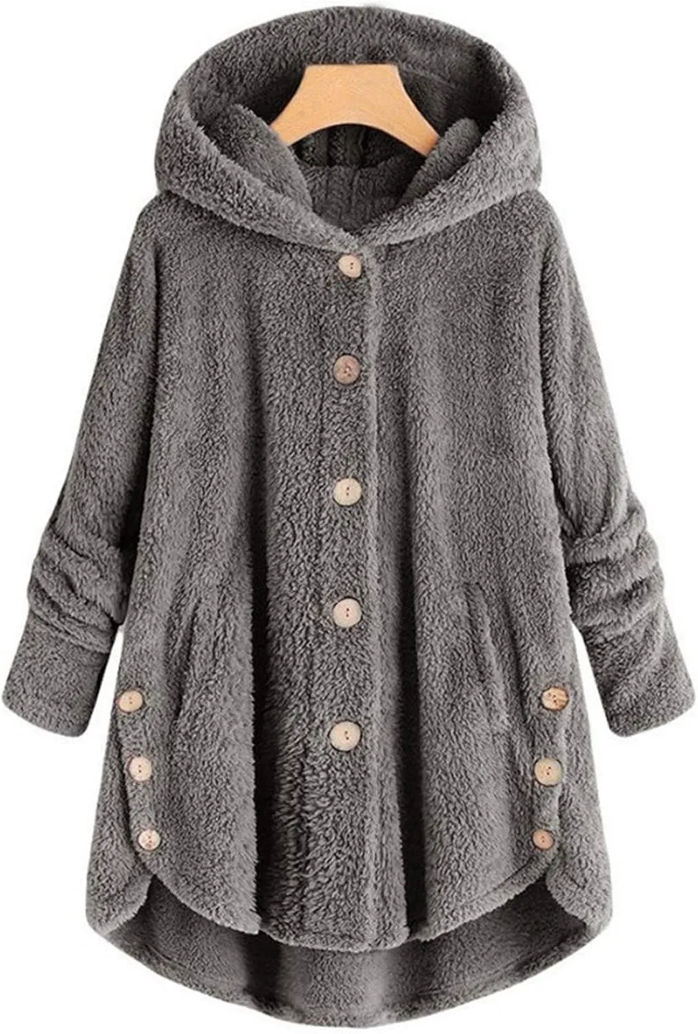 ChicCrate Womens Fleece Jackets Winter Coats 2025 Sherpa Lined Hoodies Oversized Button Down Hooded Cardigans Warm Clothes