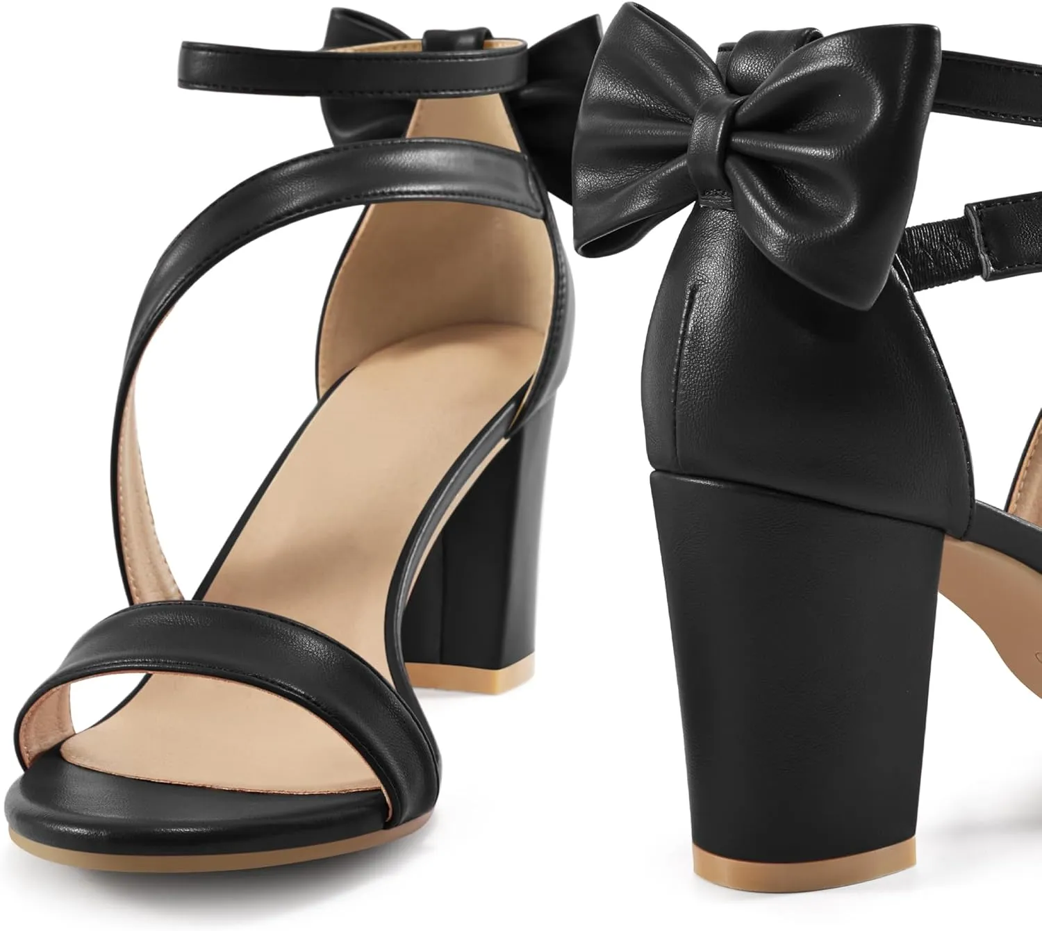 Chunky Heels for Women Wedding: Comfortable Ladies Bow Heel Sandals for Prom Party - Bridal Dressy Walking Shoes