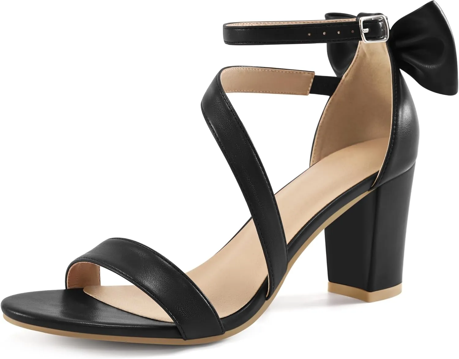 Chunky Heels for Women Wedding: Comfortable Ladies Bow Heel Sandals for Prom Party - Bridal Dressy Walking Shoes
