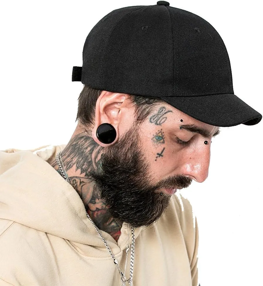 CLAPE Short Brim Baseball Cap, Fashion Cotton Anti Sweat Sunscreen Trucker Hats Short Bill Hats for Men