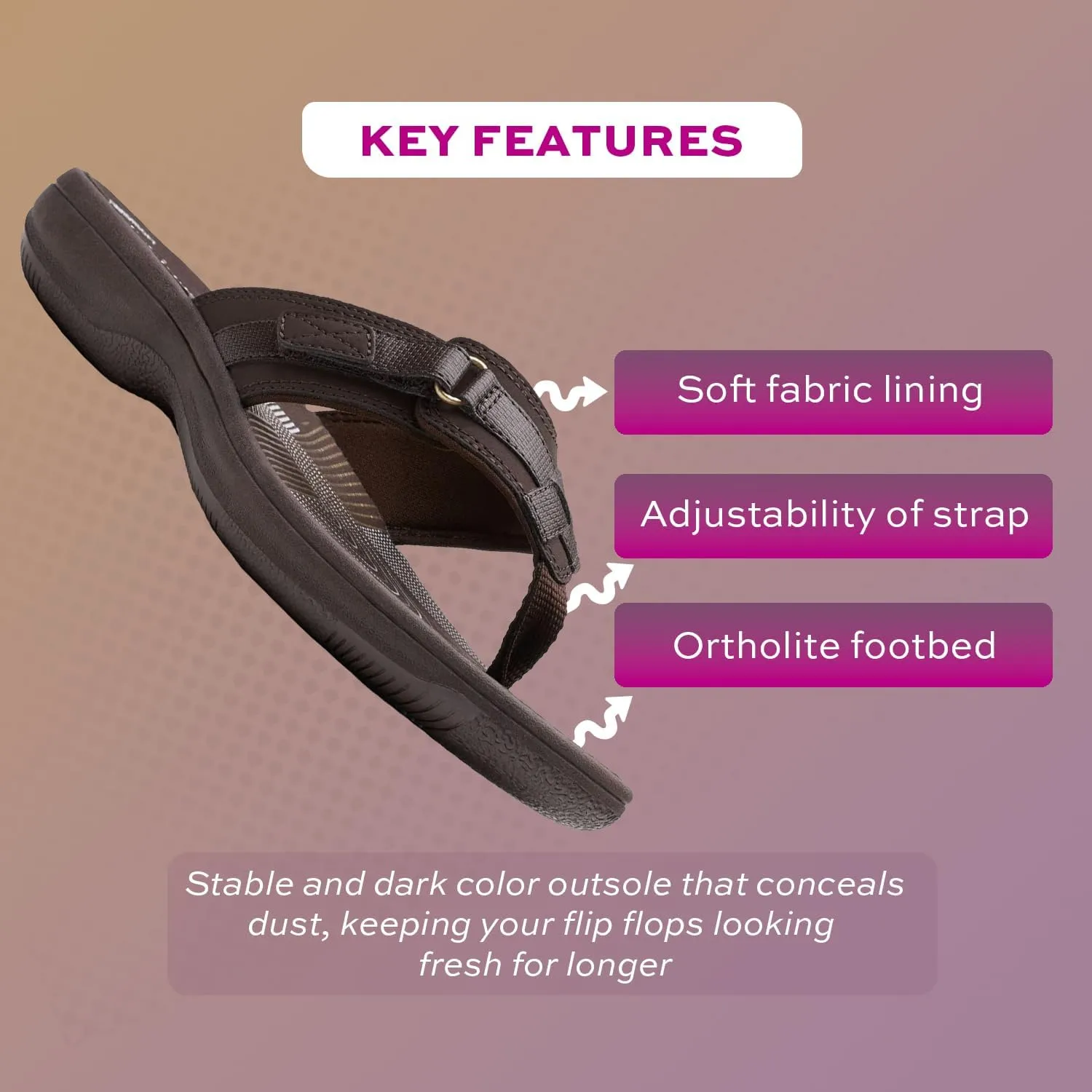 Clarks Womens Breeze Sea Flip-Flop Sandals - Comfortable Flip Flop with Adjustable Hook and Arch Support - Casual Summer Wearing Cloudsteppers for Everyday