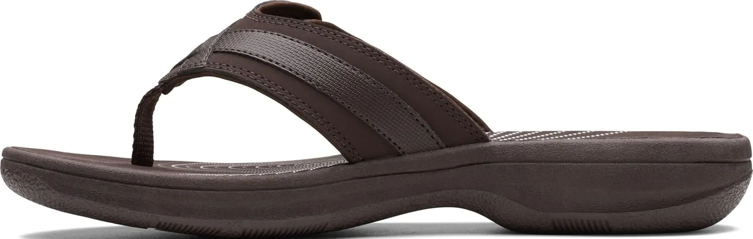Clarks Womens Breeze Sea Flip-Flop Sandals - Comfortable Flip Flop with Adjustable Hook and Arch Support - Casual Summer Wearing Cloudsteppers for Everyday