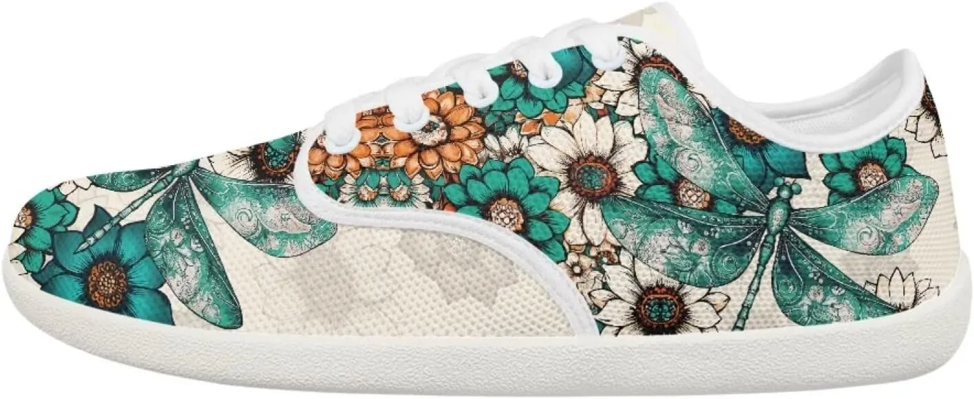 Classic Mandala Women's Casual Sneakers Wide Width Barefoot Knit Lace Up Sneakers Zero Drop Walking Flats