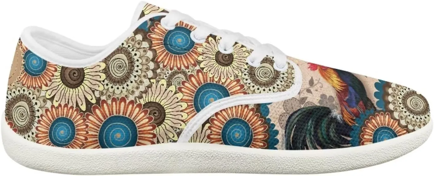 Classic Mandala Women's Casual Sneakers Wide Width Barefoot Knit Lace Up Sneakers Zero Drop Walking Flats