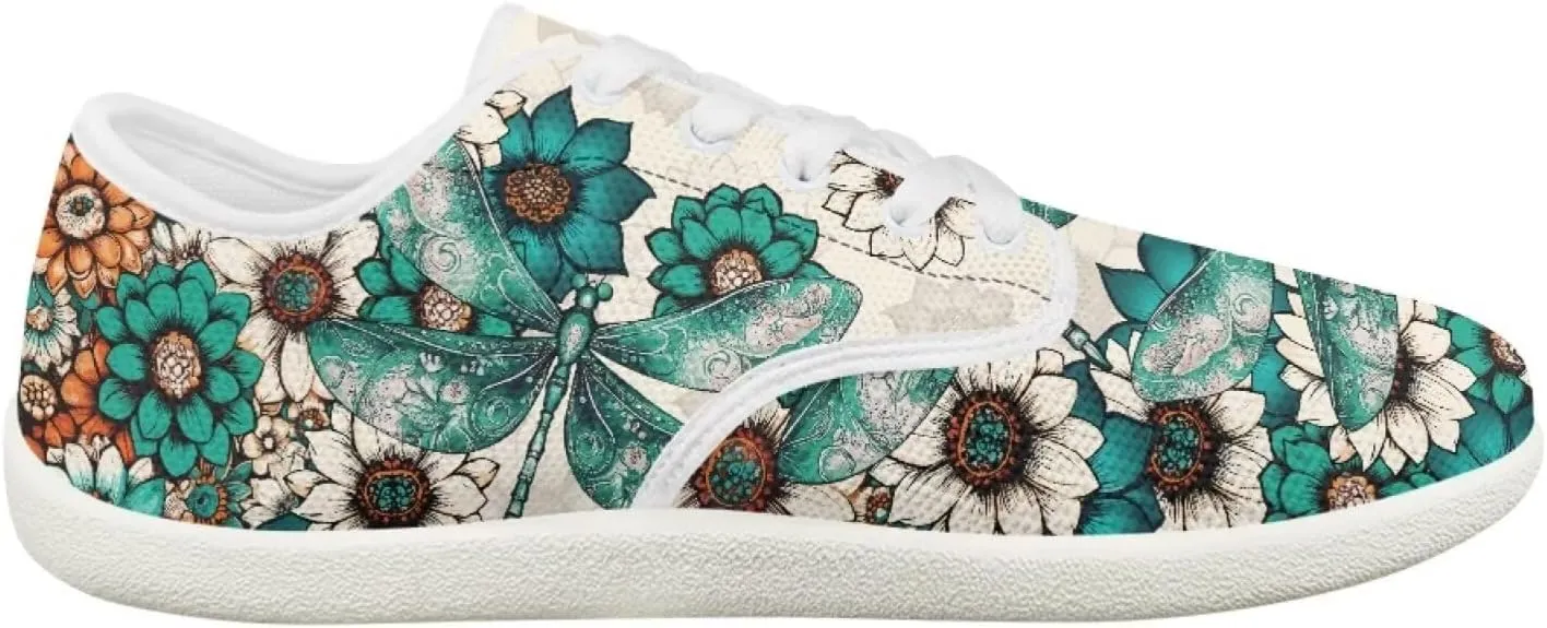 Classic Mandala Women's Casual Sneakers Wide Width Barefoot Knit Lace Up Sneakers Zero Drop Walking Flats