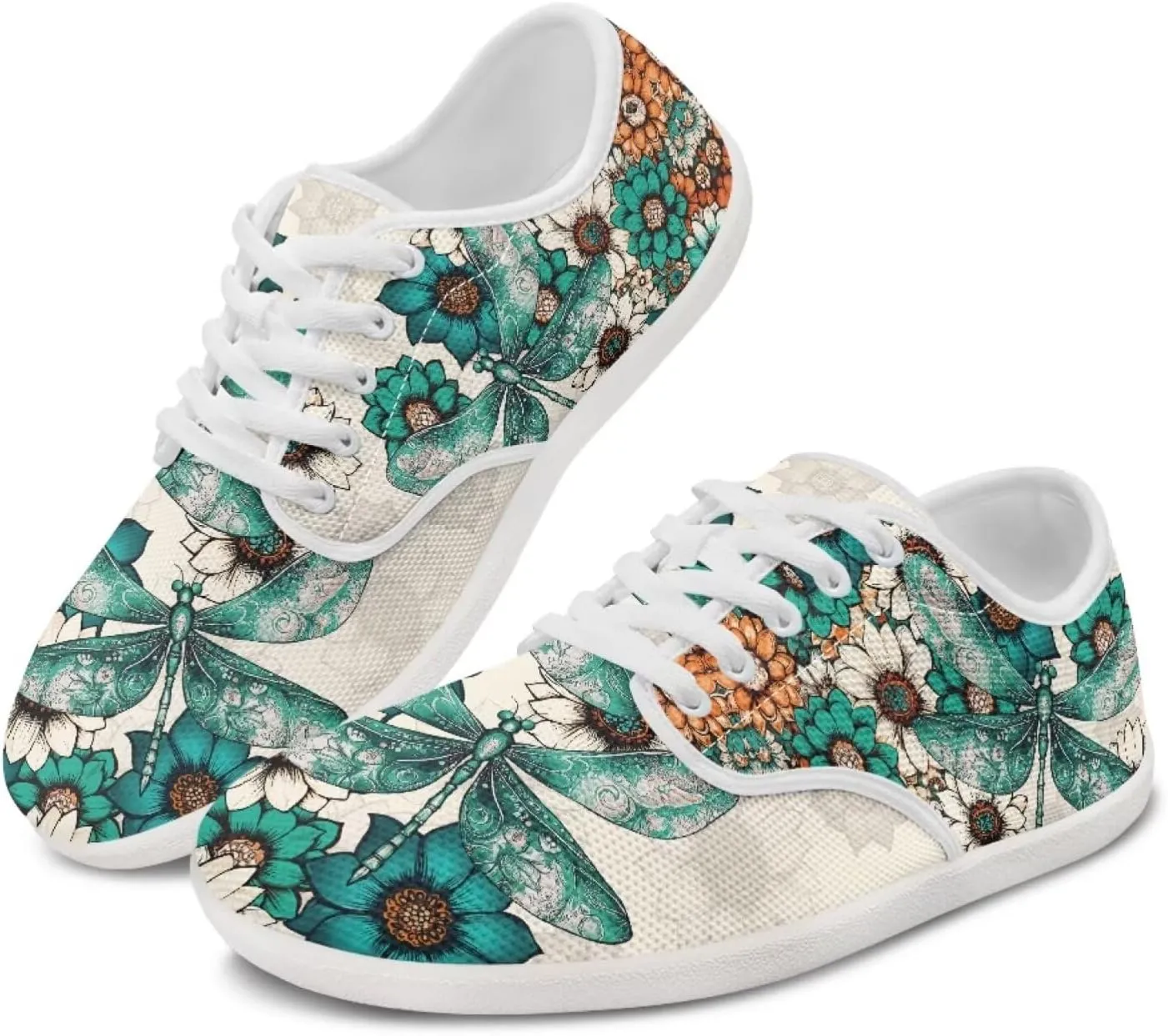 Classic Mandala Women's Casual Sneakers Wide Width Barefoot Knit Lace Up Sneakers Zero Drop Walking Flats