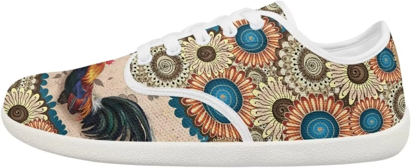 Classic Mandala Women's Casual Sneakers Wide Width Barefoot Knit Lace Up Sneakers Zero Drop Walking Flats