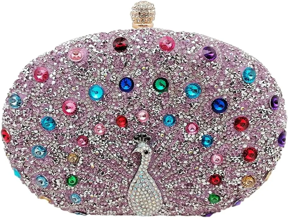 Clutch Purses for Women Peacock Rhinestone Purse Evening Bag Party Clutch Shoulder Handbag Crystal Glitter Handbags Satchels