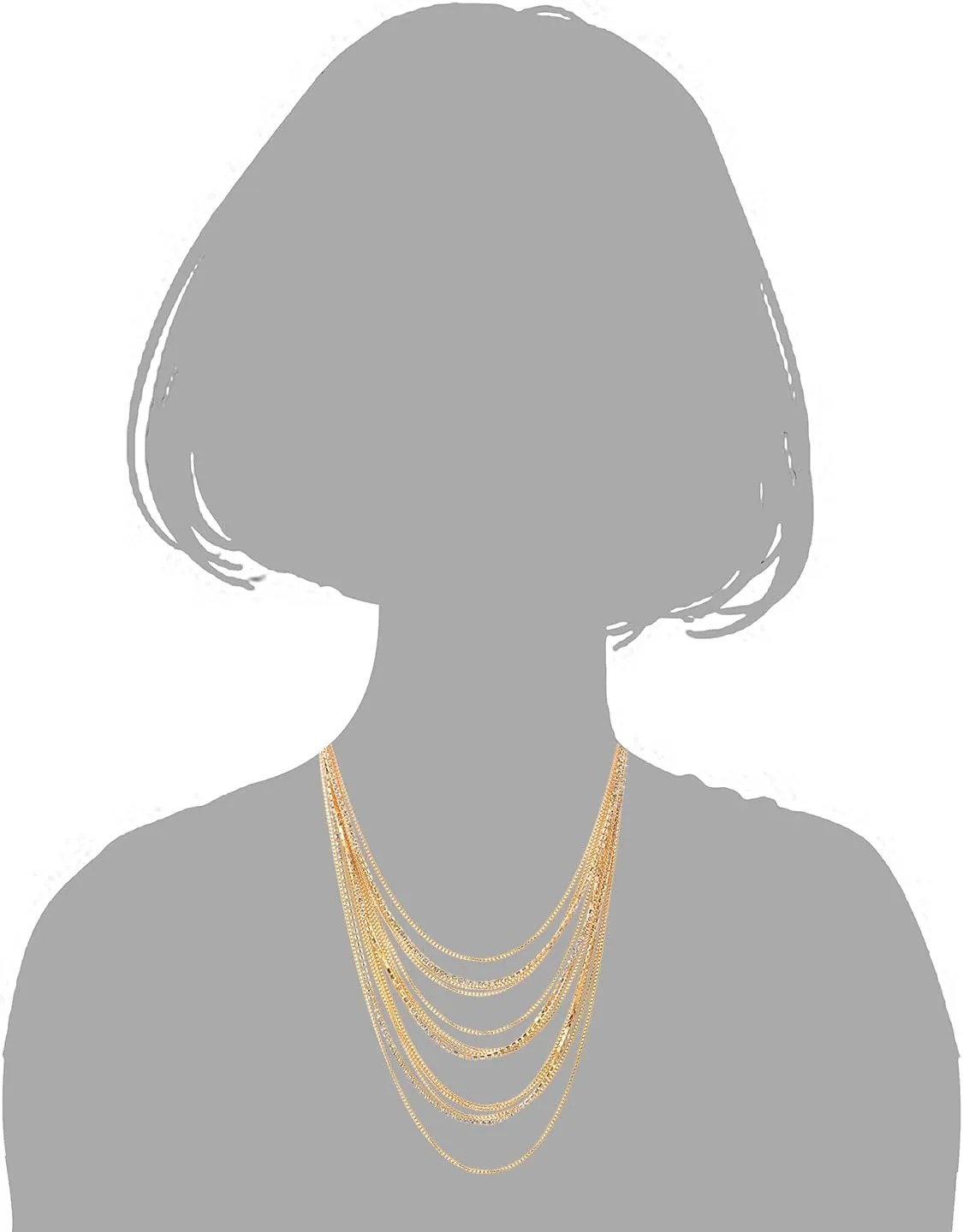COOLSTEELANDBEYOND Waterfall Multi-Strand Chains Statement Collar Necklace with Rhinestones Chains, Dress