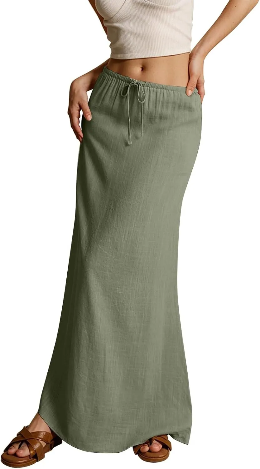 COTECRAM 2025 Women Long Skirt Summer Flowy Casual Lightweight Elegant Cocktail Party Wedding Flared A-Line Maxi Skirts