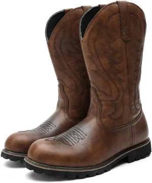 Cowboy Boots For Men Classic Retro Vintage Embroidered Dress Boots Traditional Country Men's Motorcycle Boots