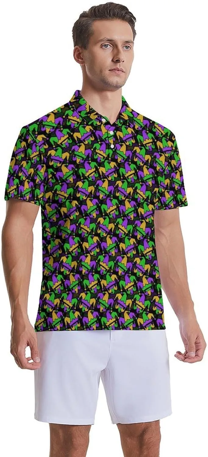 Crawfish Beer Men's Polo Shirts Golf Shirts Moisture Wicking Short Sleeve Golf Polo Shirt for Men