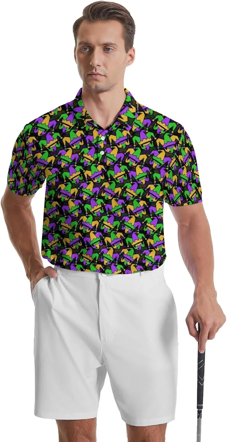 Crawfish Beer Men's Polo Shirts Golf Shirts Moisture Wicking Short Sleeve Golf Polo Shirt for Men