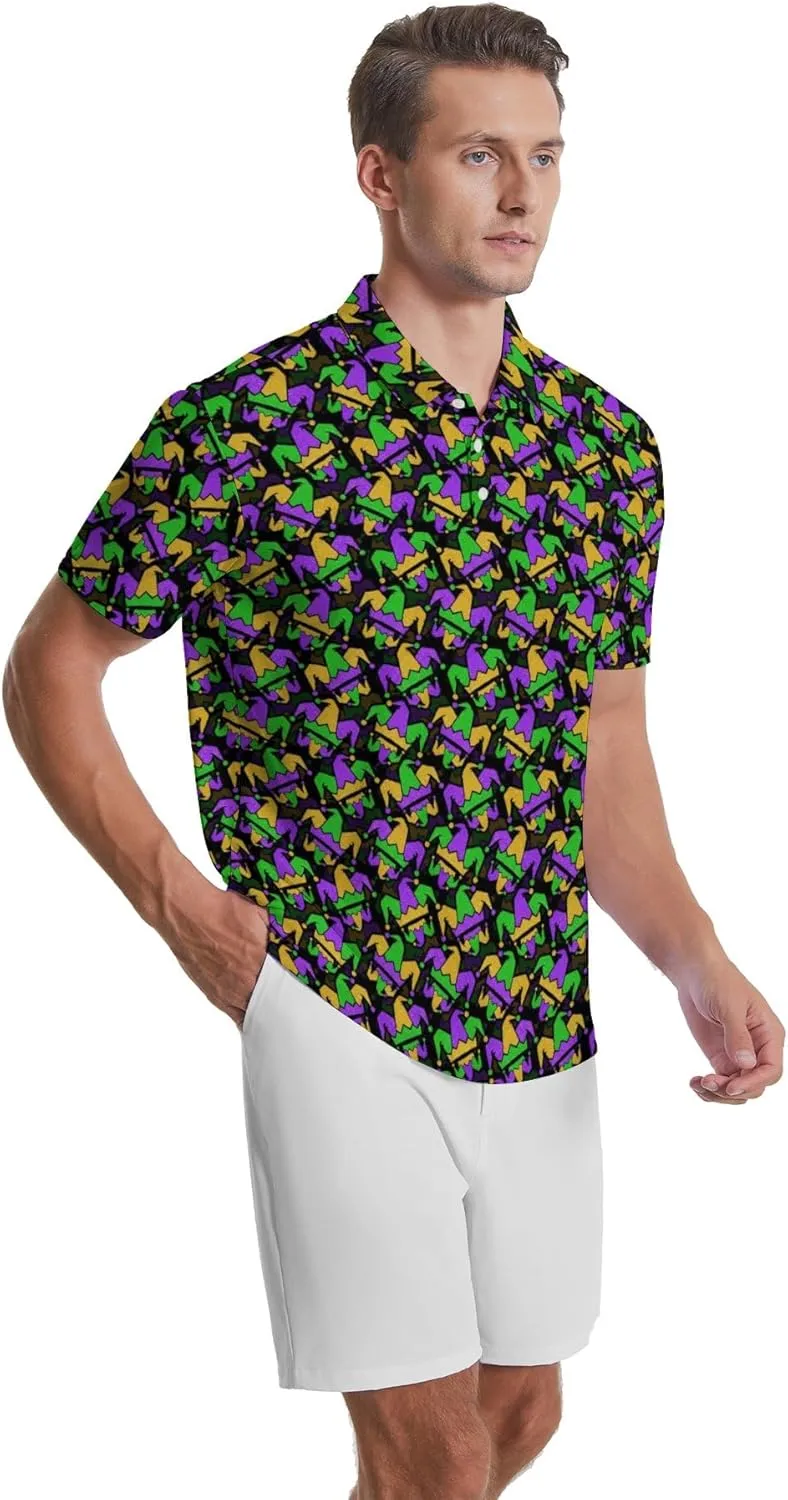 Crawfish Beer Men's Polo Shirts Golf Shirts Moisture Wicking Short Sleeve Golf Polo Shirt for Men