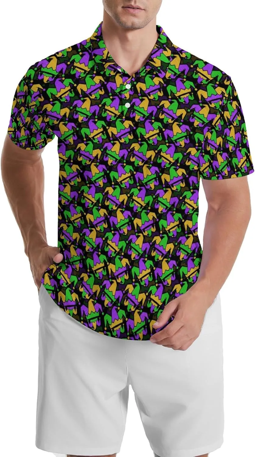 Crawfish Beer Men's Polo Shirts Golf Shirts Moisture Wicking Short Sleeve Golf Polo Shirt for Men