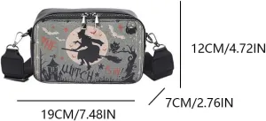 Crossbody Bag for Women Adjustable Strap Handbag PU Leather Satchel Purse Clutch Purse for Halloween Travel Shopping