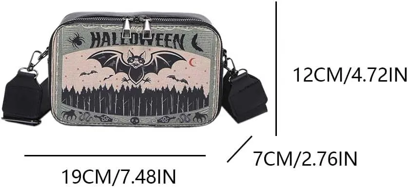 Crossbody Bag for Women Adjustable Strap Handbag PU Leather Satchel Purse Clutch Purse for Halloween Travel Shopping