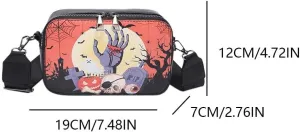 Crossbody Bag for Women Adjustable Strap Handbag PU Leather Satchel Purse Clutch Purse for Halloween Travel Shopping