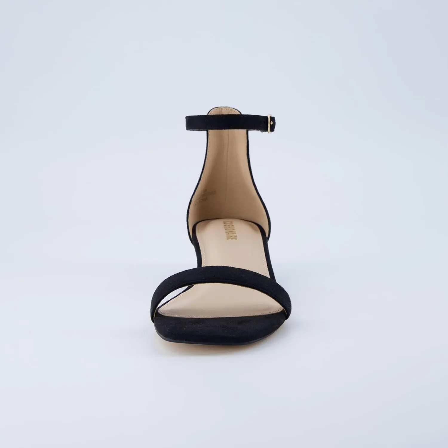 CUSHIONAIRE Solo Womens Kitten Heel Dress Sandal  1 Band Ankle Strap Heel with Cushioned Footbed & Faux Suede Upper