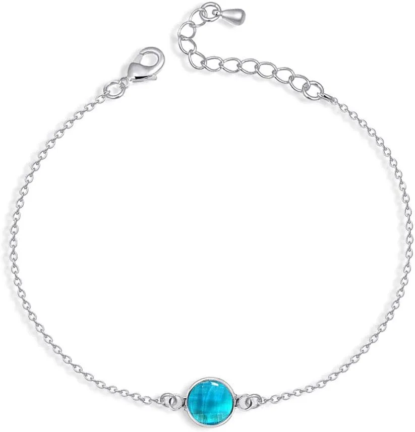 Custom 12 Months Birthstone Anklet for Women, Infinity Link Bracelet Anklet Charm Bangle Personalized Jewelry Gifts for Mom, Sisters